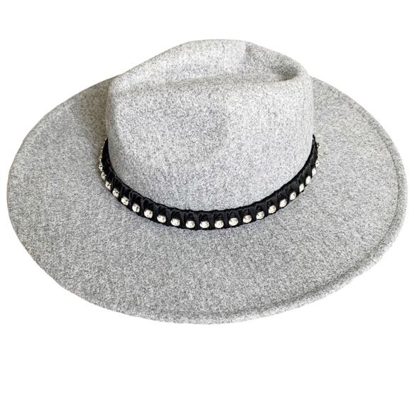AKIRA Grey Wild Thoughts Bling Crown Western Hat Beyonce Texas Hold Em Medium - Picture 3 of 9